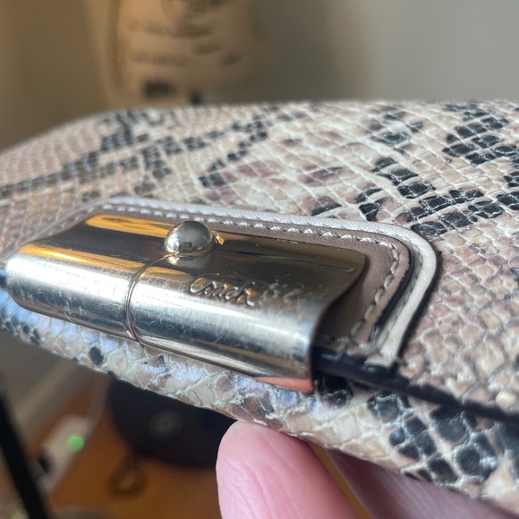 COACH Tan/Brown Python Leather Continental Wallet